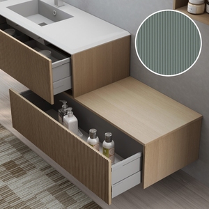 Grazioso cassettiera a 1 cassetto con parte superiore anteriore a pieghe 106x46x32cm taglia verde opaco per bagno e toilette confezione da 1 - Product Image 3