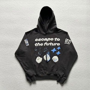 Fabricantes de ropa Sudadera con capucha con estampado de hojaldre personalizado Logotipo Hombres Unisex Ropa de calle de algodón 400 Gsm Hoddies desgastados de peso pesado - Product Image 1