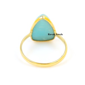 Bague d'éternité pour femme en argent sterling 925 personnalisée avec quartz Smithsonite naturel, certifiée par un tiers, toutes options de placage, taille Trillion - Product Image 3