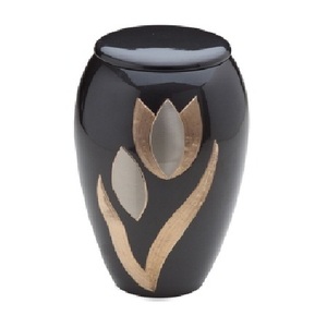 Urnas de cremación para adultos de latón de alta calidad con acabado dorado y negro para cenizas humanas Urnas funerarias de metal Premium - Product Image 2