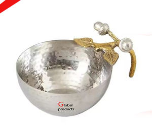 Dernier bol de service de nourriture et de dessert en métal bleu et doré pour restaurant et bar d'hôtel - Product Image 5