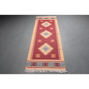 พรมวินเทจ, พรมวิ่งขนาด 2.6x6.6 ฟุต, พรมขนสัตว์สีแดงเบจ - Product Image 5