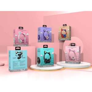 Audífonos Inalámbricos con Orejas de Gato T22 BT 5.0, Diseño Sobre la Oreja con Controlador Dinámico y Material Plástico para Juegos y Música - Product Image 1