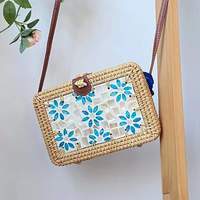 Sacs à main en rotin jaune clair tressé avec poignée, classiques, rayés, petite taille, imprimés personnalisés, 0,3g, accessoires de mode tendance