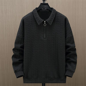 Vente en gros de sweatshirts à demi-fermeture éclair pour hommes sweatshirt de grande taille à col rabattu personnalisé de couleur simple pour printemps automne pour hommes OEM - Product Image 3