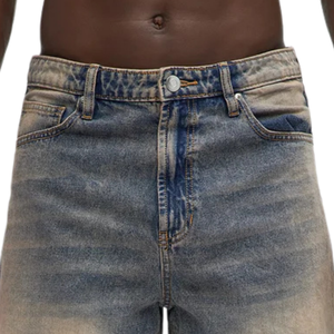 Mens Vintage Washed Denim Shorts Casual Straight Leg Knee Length Distressed <b>Raw</b> <b>Hem</b> Cotton Summer Fashion Streetwear Wholesale - Product Image 3