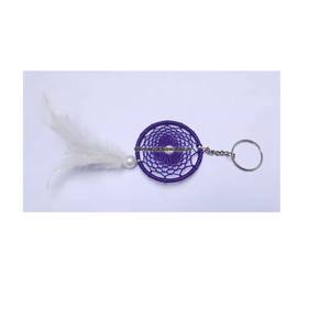 Handmade Purple and White Dream Catcher Feather Keychain Perfect for Bag Car <b>Mirror</b> & Home Decorative Accessory - Product Image 3