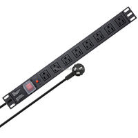 PDU 1U 19 pouces pour rack, 8 prises US/UK 16A, boîtier de distribution d'alimentation en aluminium, protection contre les surtensions pour centre de données