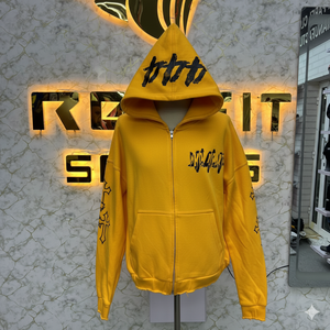 Top qualité logo privé le plus demandé fermeture éclair sweat à capuche couleur jaune imprimé fabriqué en usine pas cher prix sweats à capuche hommes sweats à capuche - Product Image 1