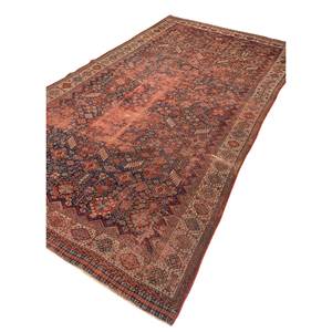 พรมขนสัตว์ขนาดใหญ่ Aalam สีแดงและสีส้ม ทอลายเรียบแบบคลาสสิก รูปทรงสี่เหลี่ยมผืนผ้า ลายเรขาคณิต ทำด้วยมือ สำหรับทางเข้าบ้าน-Paem-1352 - Product Image 2