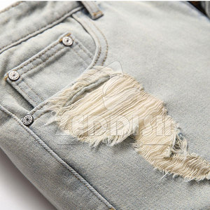 Shorts en jean sur mesure de style nouveau, couleur unie, effet usé, fabriqués au Pakistan - Product Image 6
