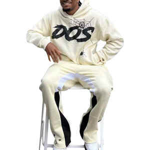 Chándal corto lavado con ácido de gran tamaño personalizado 2026, pantalones acampanados Vintage, Sudadera con capucha, conjunto de 2 piezas, chándal, diamantes de imitación de felpa franceses sólidos - Product Image 3