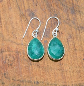 Pendientes clásicos de plata maciza 925, joyería para Plata de Ley 925, piedras preciosas Esmeralda, estilo bohemio, pendientes hechos a mano, regalo para mamá - Product Image 5
