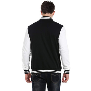 Veste universitaire décontractée pour homme OEM, logo personnalisé brodé, col montant, coupe ample, design de manches de baseball de haute qualité - Product Image 3