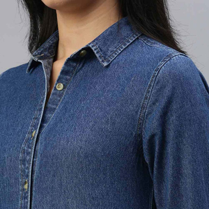 La mejor camisa vaquera de algodón Vintage con texto personalizado, estampado de alta calidad, diseño adecuado de fábrica de alta calidad, Camisa vaquera para mujer - Product Image 6