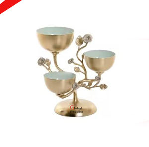 Bol de service de forme ronde en métal doré de qualité standard avec pied design support pour hôtel restaurant et bar - Product Image 3