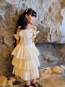 Robe longue halter respirante et écologique de haute qualité pour enfants, avec plusieurs couches, broderies personnalisées, conception ODM OEM pour fêtes - Product Image 5