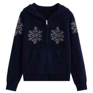 Pull tendance personnalisé 100% laine avec col à capuche zippé, confortable, décontracté, manches longues, sweat-shirt - Product Image 1