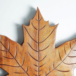 Wall Hanging Wooden Leaf Plaque <b>Arts</b> Wholesale Wood CNC Carving 3D <b>Art</b> From Vietnam Custom Design Accept - Product Image 3