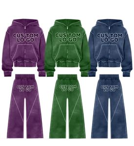 Sudadera con Capucha Personalizada de Algodón 100% Pesado, Estilo Vintage Deslavado al Ácido, Unisex, Talla Grande, Pantalón de Chándal 2 en 1 - Product Image 4