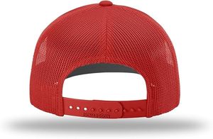 Casquette de camionneur en maille avec logo brodé personnalisé, couleur rouge, casquette de camionneur unisexe en coton à 5 panneaux, étiquette privée - Product Image 3