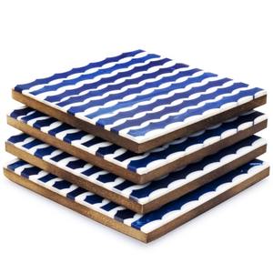 Nouvelle arrivée Ensemble de sous-verres en noyer et érable Élégant Style classique Carré en bois Résine Design Unique Mats & Pads - Product Image 4