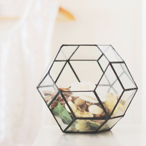 Premium Quality Design Brass Border Black Coated Clear Glass <b>Geometric</b> <b>Terrarium</b> Custom Size Tabletop Decoration Home Office - Product Image 2