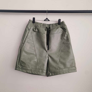 Shorts pour hommes nouveauté Short cargo en cuir pour hommes, couleur personnalisée, taille haute, short unisexe solide à cordon de serrage - Product Image 5