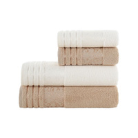 Ensemble de serviettes de bain douces Jacquard 100% serviettes de toilette et de visage en coton turc Style uni 3 pièces tailles 30*50 50*90 90*150 fabriquées en Turquie