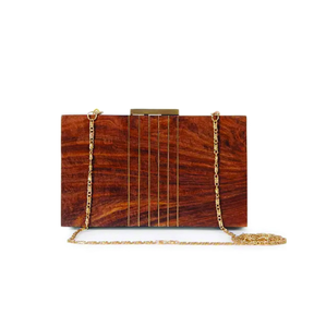 Pochette en bois artisanal marron, sac à main en paille, sac de plage d'été pour femme - Product Image 5