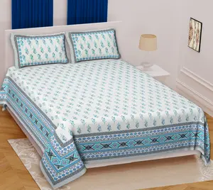 Sang Trọng Bedsheet 100% Bông Vua Kích Thước Giường Đôi Bedsheets Với Gối Bao Gồm Từ Ấn Độ