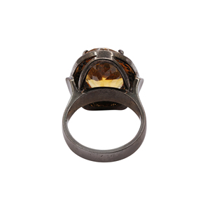 Pierres précieuses de Citrine naturelle et de diamant en argent Sterling massif 925, bagues faites à la main, bijoux pour la vente en gros - Product Image 3