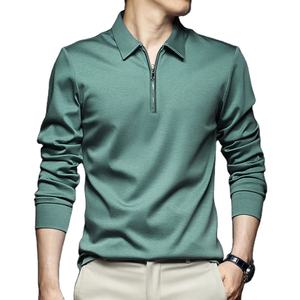 Polo sólido a la moda con logotipo personalizado para hombre, camiseta nueva de primavera y otoño, ropa de calle, Camiseta ajustada de manga larga bordada personalizada para hombre - Product Image 6