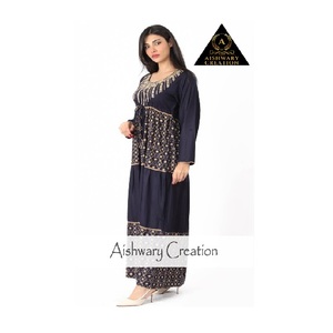 Everyday Modest Cotton Dress for Muslim Women <b>Plus</b> <b>Size</b> Breathable Comfortable with Front Yoke Embroidery Relaxed Fit Daily Wear - Product Image 2
