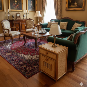 Eco-Friendly Handmade Modern Side Cabinet | Natural Woven Bedroom <b>Cupboard</b> with Drawers | Multifunction Storage Furniture - Product Image 1