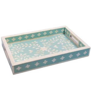 Plateau d'incrustation d'os personnalisé de luxe avec détails en nacre pour salon chic et décoration de cadeaux de fête - Product Image 6