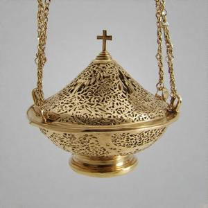 TriniBurn Holy Flame Brûleur d'encens à charbon de bois antique Encensoir en laiton fabriqué à la main pour la messe et les offrandes spirituelles - Product Image 2