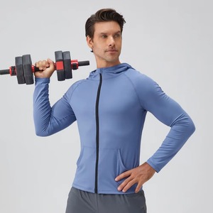 Veste à fermeture éclair respirante à séchage rapide pour homme, col à capuche, anti-UV, imprimé, pour l'entraînement physique, la course à pied, les vêtements de sport d'hiver - Product Image 4