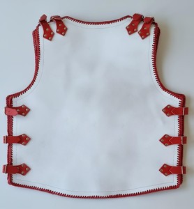 Chaleco de cuero blanco transpirable para motocicleta para adultos con correas Rojas ropa deportiva bolsillo para pistola motocicleta cuero de vaca Chapado en cuero suave - Product Image 2