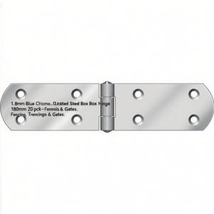 1.8mm Blue <b>Chrome</b>-Plated Steel <b>Box</b> Hinge 180mm 20 Pack-Fencing Trellis & Gates - Product Image 3