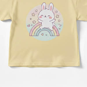 T-shirt à motif cœur pour filles, tissu jersey doux, manches courtes, haut tendance pour les tout-petits et les enfants d'âge scolaire - Product Image 5