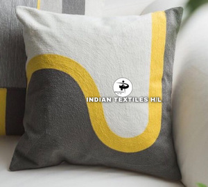 Designer Wool Handmade Kashmiri Embroidery Wool Chain Stitched Cushion Cover <b>For</b> Sofa <b>Couch</b> Living Room From Indian Supplier - Product Image 4