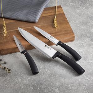 Set di coltelli Bergner in rame a 3 pezzi: Chef 20 cm + Multiuso 12,5 cm + Pelapatate 8,75 cm - In acciaio inossidabile nero e rame - Product Image 3