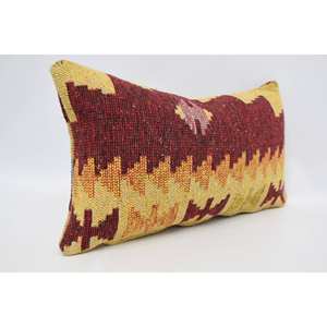 หมอนขนสัตว์สีแดง12x20นิ้วสไตล์ดั้งเดิมลายดอกไม้แนววินเทจดีไซน์ทอหรูหราสำหรับห้องนั่งเล่น - Product Image 3