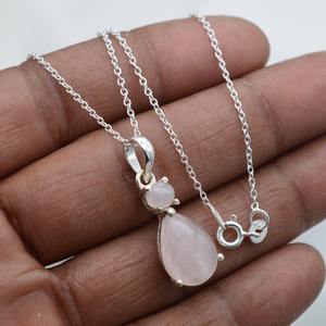 Classique Pendentif Bijoux Femmes Argent Boho Style Bijoux 925 Sterling Silver Rose Quartz Gemstone À La Main Pendentif Cadeau Femme - Product Image 2