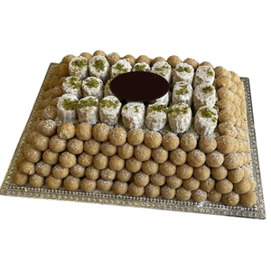 Plateau métallique de qualité supérieure Décoration de table pour la maison Bonbons Plateau de service Parfait pour servir des desserts sucrés lors des célébrations de l'Aïd - Product Image 4