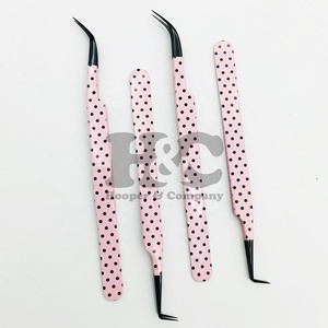 Nouvelles pinces à cils professionnelles en acier inoxydable, logo couleur personnalisé, pinces à extensions de cils de haute qualité, faible MOQ, haute qualité pour cils en vison - Product Image 3