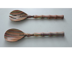 Custom Logo Natural Wood Multicolor <b>Salad</b> Server Sets Serving <b>Tools</b> Kitchen Utensils Wooden <b>Salad</b> <b>Tool</b> Spoon Fork Set Cutlery - Product Image 2