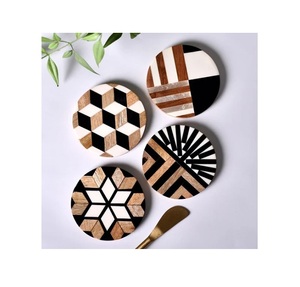 Fashionable <b>Wooden</b> Coasters for Hot/Cold Beverages Decorative Coaster <b>Set</b> for Dining/<b>Tea</b>/Coffee Table. - Product Image 2