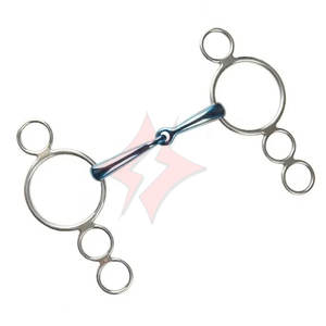 Fait sur mesure JP Kor acier bleu acier articulé 3 anneaux hollandais Gag Bit culotte Western hollandais Gag Bit allemand argent cheval - Product Image 1